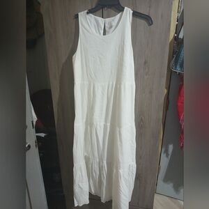 Women’s Off White/cream Sleeveless Tiered Maxi Dress